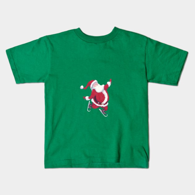 Santa Claus skating on ice Kids T-Shirt by LucyDreams